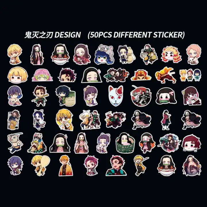 sys 50 pcs set demon slayer anime stickers skateboard laptop luggage fridge car diy lazada ph