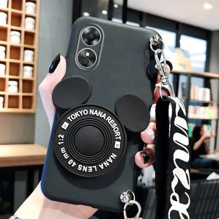 Phone Casing OPPO Reno13F A79 A18 A38 A58 A98 Reno8 T Reno 8t 5g 4g Realme 10 A17K A17 with adjustable Long Lanyard Strap Cute Bow Tie Rubber Soft Case OPPO A17 Phone Casing Cover with Holder