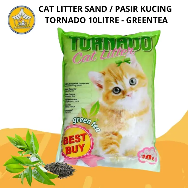 CAT LITTER SAND / PASIR KUCING TORNADO 10LITRE - GREENTEA  Lazada