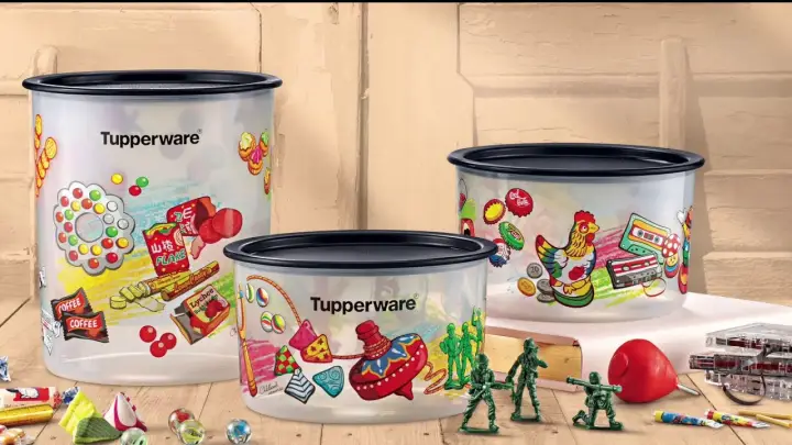 TUPPERWARE CHILDHOOD MEMORIES ONE TOUCH SET OF 3 (LIMITED EDITION: ONE TOUCH AIR-TIGHT FOOD CONTAINER)