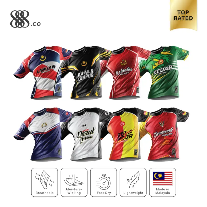 888 Co Original Marcusmy Edition 2 Patriot Malaysia Jersey 14 State Design Microfiber Interlock Full Sublimation Roundneck T Shirt Fast Dry Cool Max Antibacteria Lazada