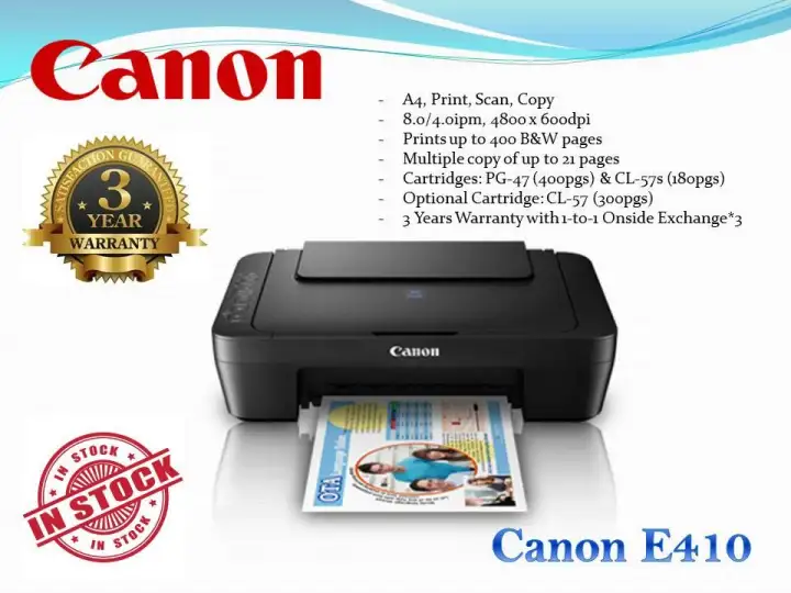 Canon Pixma E410 Ink Efficient 3 In 1 Inkjet Printer Lazada