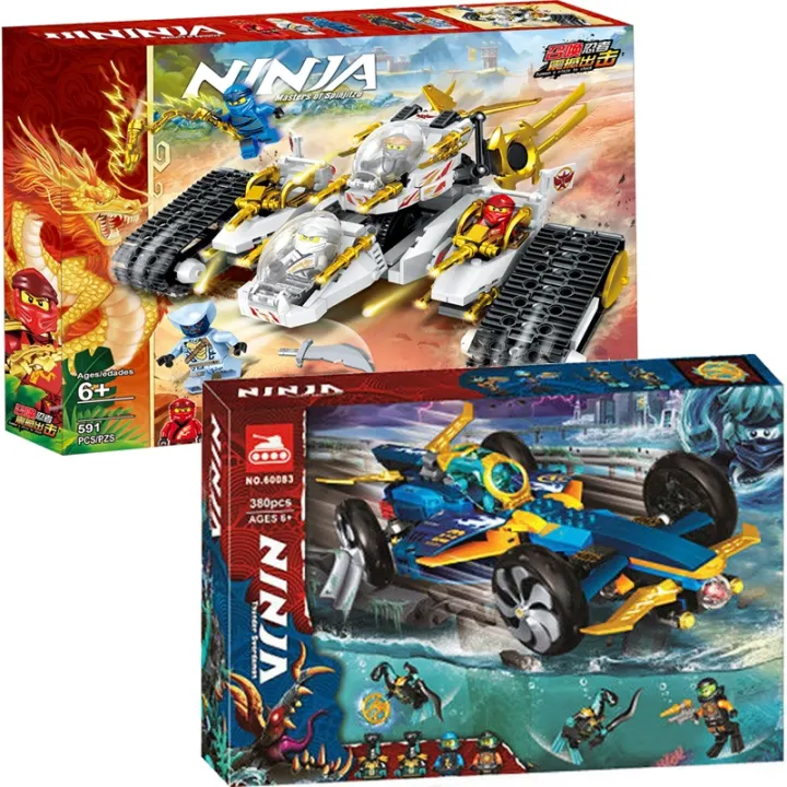 Assembling parent-child Phantom Ninja underwater speed 4-in-1 supersonic transforming chariot children's educational building blocks