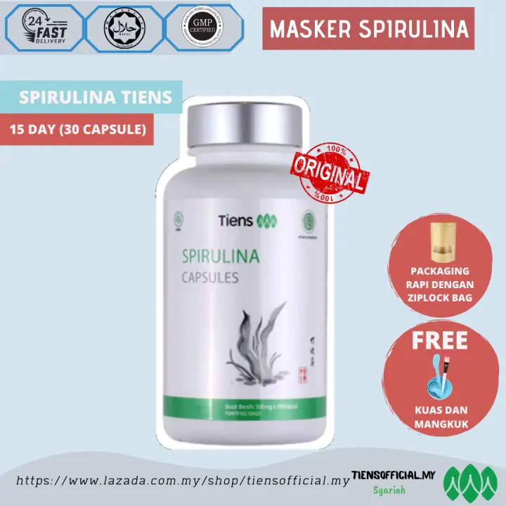 Masker Spirulina Original Tiens Free Gift Brush And Bowl Parut Jerawat Jeragat Glowing Flawless Set B 30 Capsule Full 15 Days Lazada