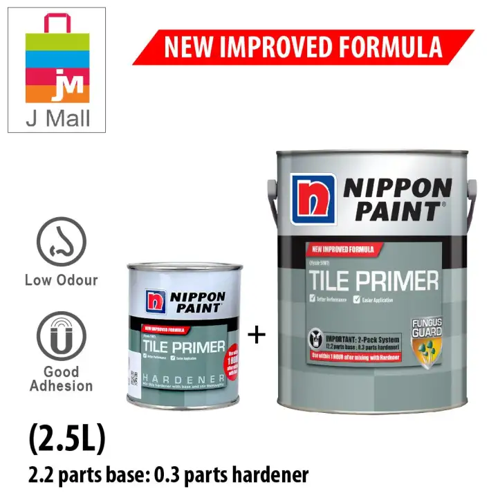 NIPPON Paint TILE PRIMER NEW IMPROVED FORMULA & HARDENER for Tiles - 2.5L