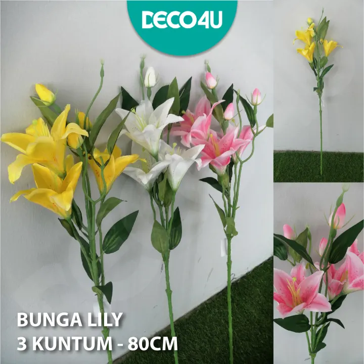 Bunga Lily Lily Flower 80cm 3 Kuntum Bunga Gubahan Deco Flower Lazada