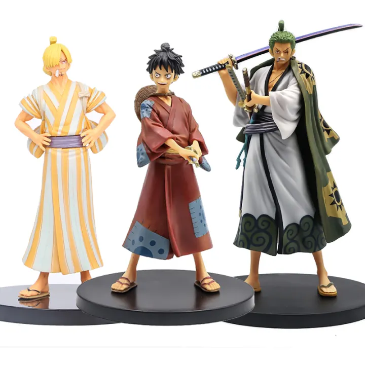18cm O Ne Piece The Grandline Men Luffy Roronoa Zoro Vinsmoke Sanji Wano Country Ver Action Figure Toy Lazada Singapore