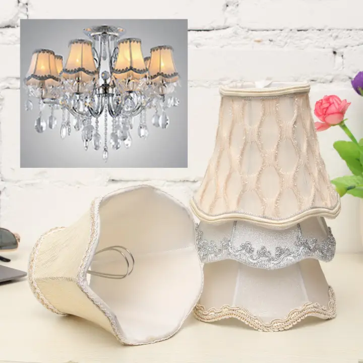 Vintage Small Lace Lamp Shades Textured, Small Glass Chandelier Lamp Shades