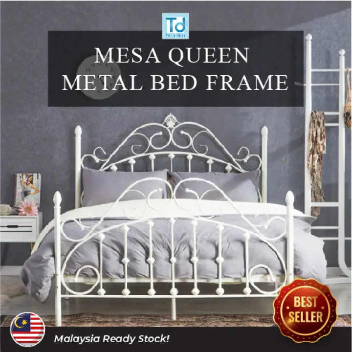 Mesa White Metal Bed Frame Steel, Princess Style Bed Frame