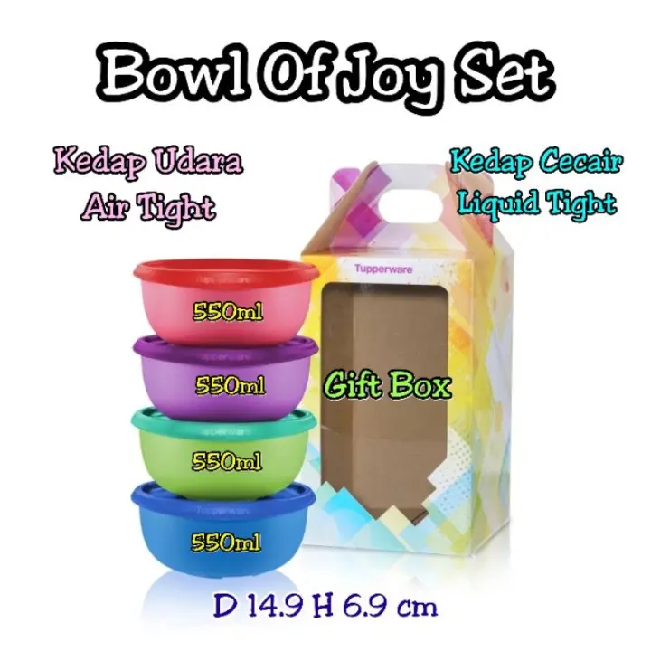 Tupperware Bowl Of Joy Set  550ml (4pc) with Gift Box/ Wedding Gift/ Hadiah Jamuan