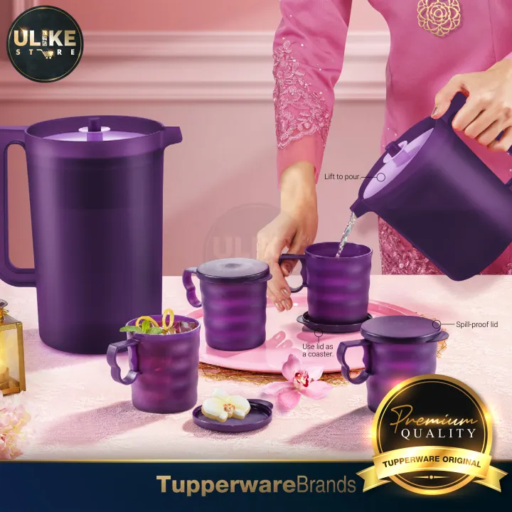 《READY STOCK !!》Tupperware Purple Royale Giant Pitcher 4.2L or 1.4L / Mugs with Seal