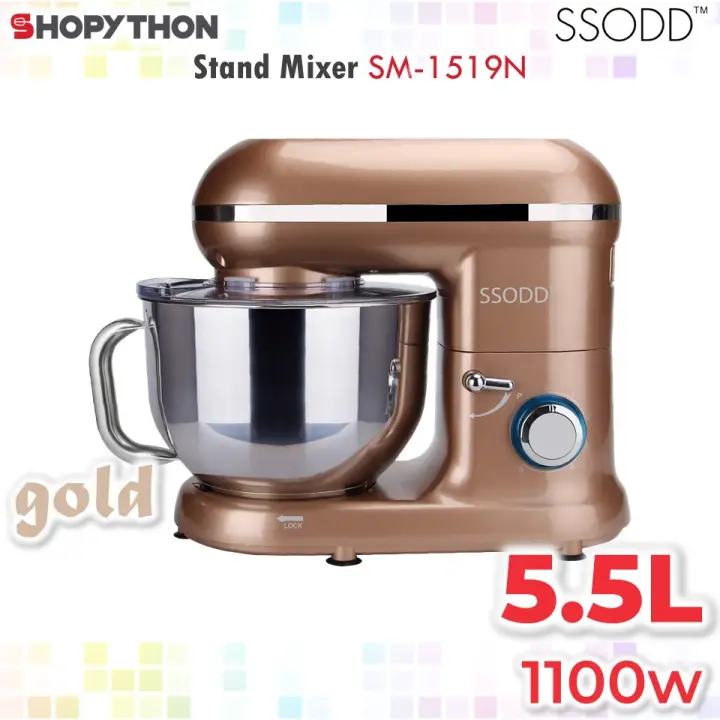 Ssodd Stand Mixer Sm 1519n Gold 5 5l Silicone Beater Dough Hook Whisk Stainless Steel Bowl Home Bake Cake Pastry Lazada
