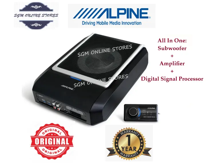 Alpine PWD-X5 - 8inch Car Subwoofer with Digital Signal Processor and 4 Channel Amplifier (All in One Compact)