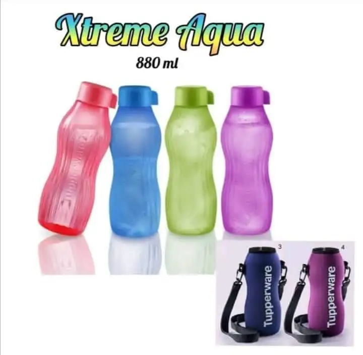 Tupperware Xtrem Aqua Eco Bottle Screw Cap 880ml (pouch) water bottle/ tumbler (Xtreme Aqua Freezer Bottle) botol air