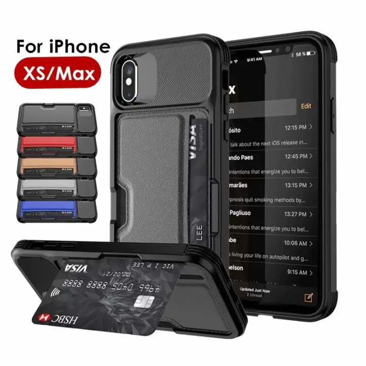 Shockproof Leather Flip Case for iPhone X Business Wallet Cover Compatible with iPhone X Smartphone 