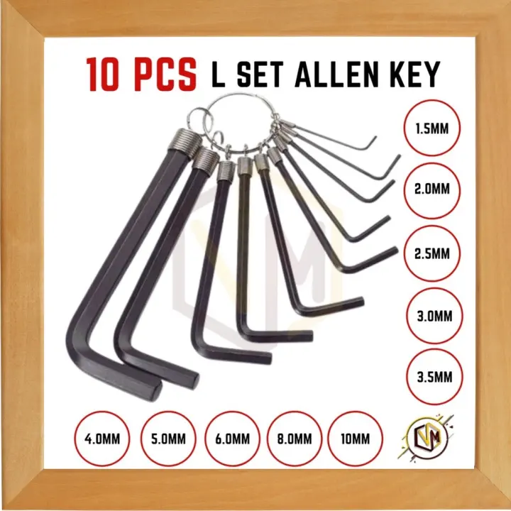 Allen key High Quality Ellen KEY Multiple Size Repair Tool Kit Elenkey 10pcs Set L Allen Key Hex Key Standard Length