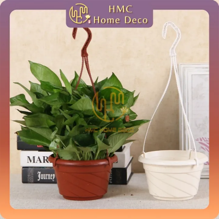 Hmc Cg180 Diameter 17 Cm Flower Pot With Hanger Hanging Pots Tali Gantung Pasu Bunga Plastik Lazada