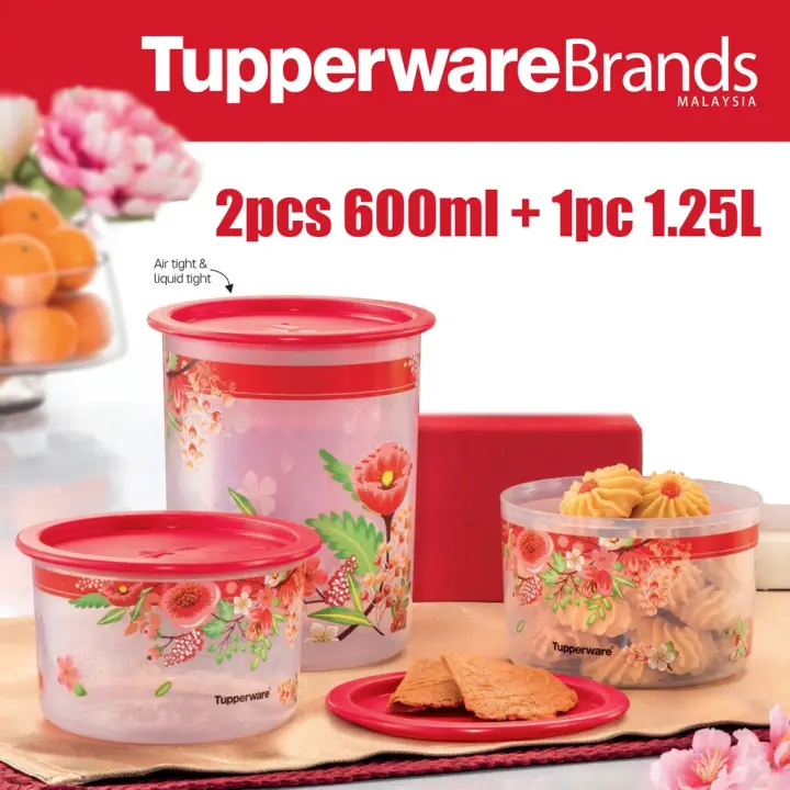 [TUPPERWARE] [AIRTIGHT] 3PCS LUCKY BLOOMS ONE TOUCH