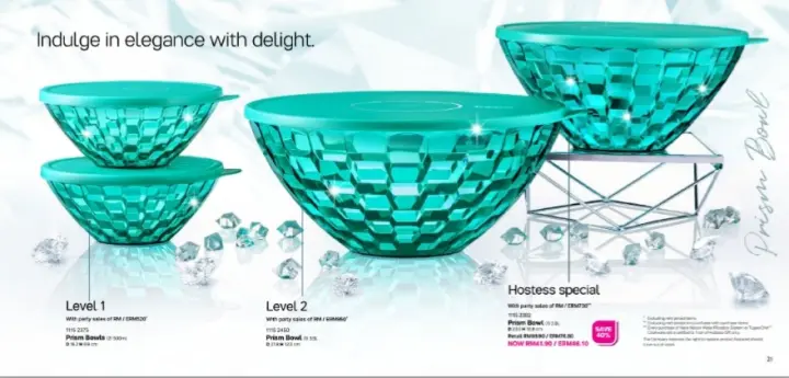 Tupperware Prism Bowls Full Level Set(4 Pcs)