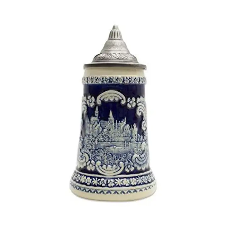 Essence of Europe Gifts E.H.G Beer Stein Engraved Bavarian German Castle Lidded Beer Mug by E.H.G.  0.60 Liter[Pre-Order]