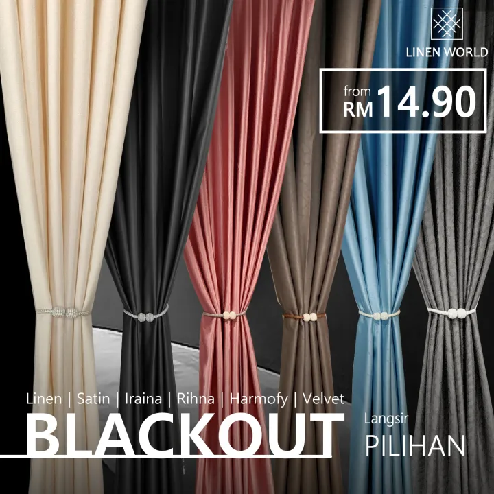 【 LANGSIR RAYA 𝟐𝟎𝟐𝟒 】Langsir Saiz Kecil Pilihan Langsir Blackout | Langsir Jenis Hook / Ring | Langsir murah untuk Pintu, Tingkap, Sliding Door
