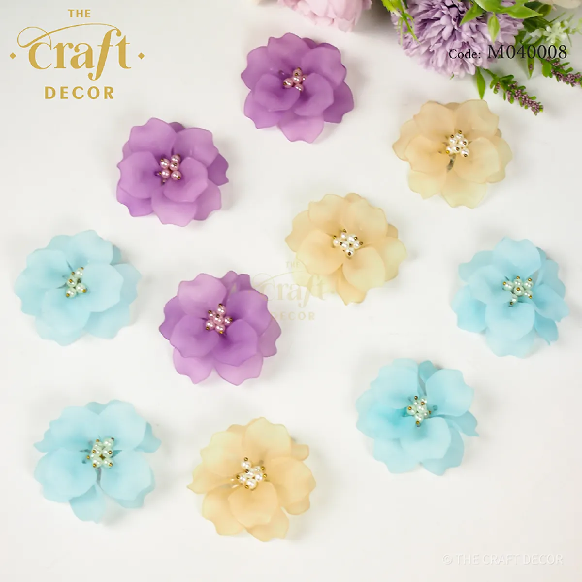 3d Acrylic Flower With Beads Bunga Tampal Baju Hiasan Pakaian Tudung Diy Handcraft 1pc Lazada