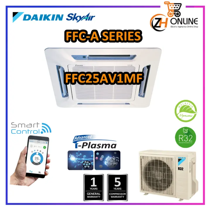 DAIKIN 1HP FFC25AV1MF R32 Mini Ceiling Cassette WIFI With i-Plasma FFC A SERIES FFC25A & RC25A FCC-A DAIKIN AIRCOND DAIKIN CASSETTE