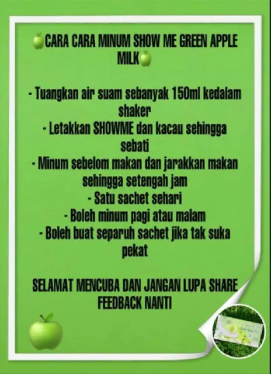Show Me Green Apple Milk 10 Sachets Free Gift Free 3 Sachets Lazada