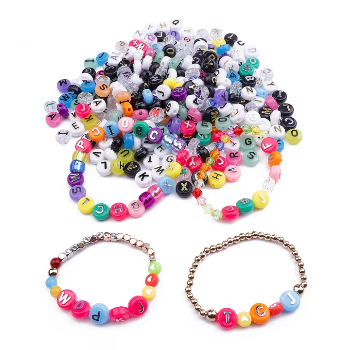 6x10mm English Letter Acrylic Beads Round Flat Alphabet Beads For Jewelry Making Diy Couple Bracelet Necklace Lazada Singapore