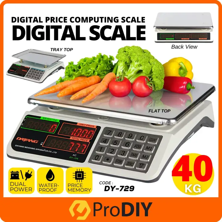 Dy 729 40kg Electronic Digital Price Computing Rechargeable Supermarket Counting Scale Penimbang Harga Timbang Pasar Lazada
