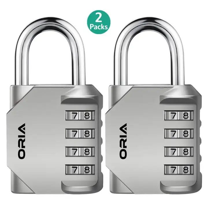 Gym or Sports Locker 2Pcs 4 Digit Combination Padlock Set Your Own Metal and Plated Steel for School Toolbox Case Employee Hasp Cabinet Fence