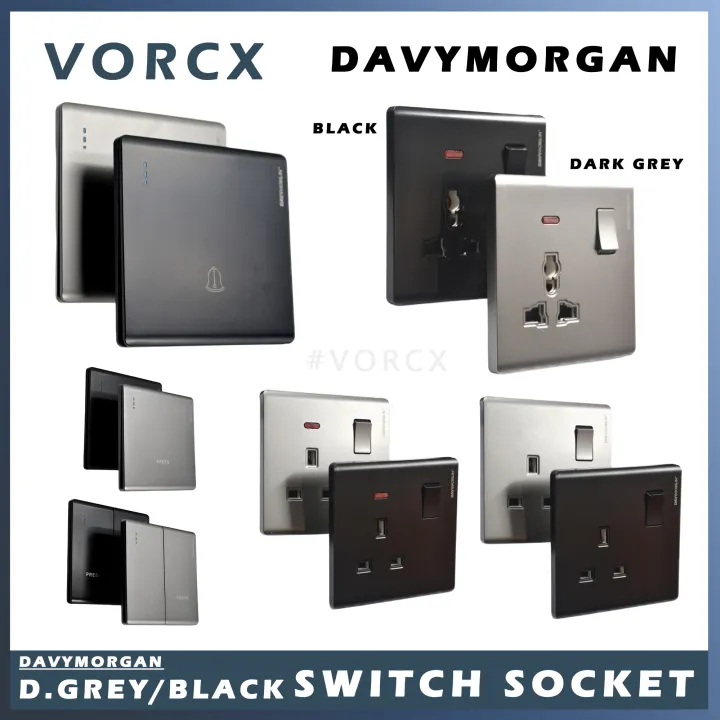 DavyMorgan Dark Grey & Black Color Designer Switch & Socket