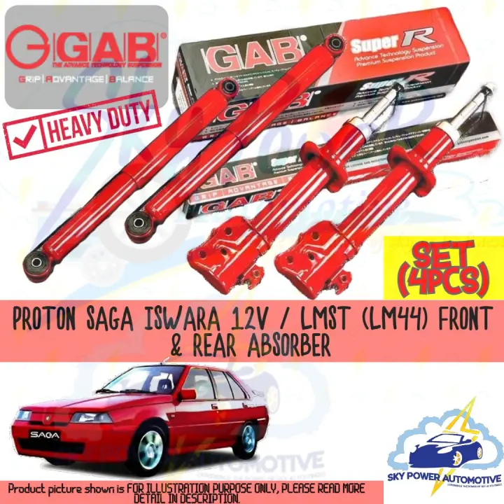 Proton Saga Iswara Lmst Lm44 Gab Super R Sport Premium Heavy Duty Gas Shock Absorber Set 4pcs Lazada