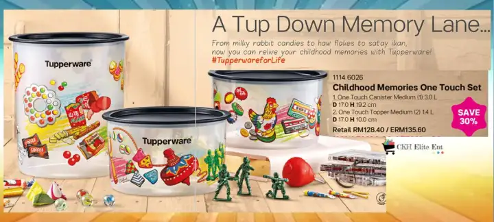 Tupperware Childhood Memories One Touch Set (Set 3 in 1)[READY STOCK]