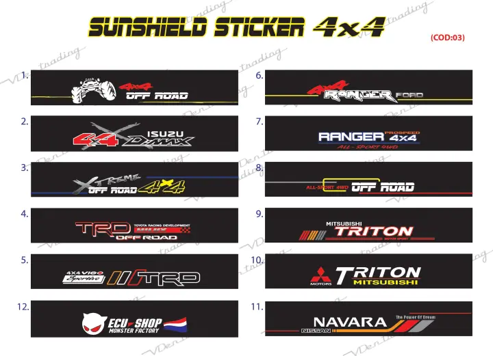 Universal 4x4 Front Windscreen Sunshield Sticker Sticker Cermin Besar Depan Kereta Colorado Ranger Raptor D Max Bt 50 Triton Navara Hilux Lazada