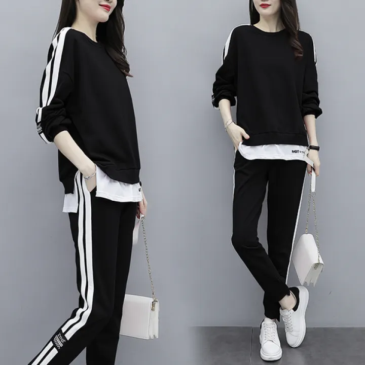 2 Pcs Wanita Pakaian Kasual Set Memakai Wanita Olahraga Baju Olahraga Lengan Panjang Longgar Baju Olahraga Atasan Dan Celana Rr 868 Lazada Singapore