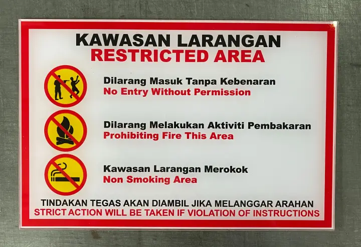 Safety Sign Acrylic Kawasan Larangan Restricted Area Lazada