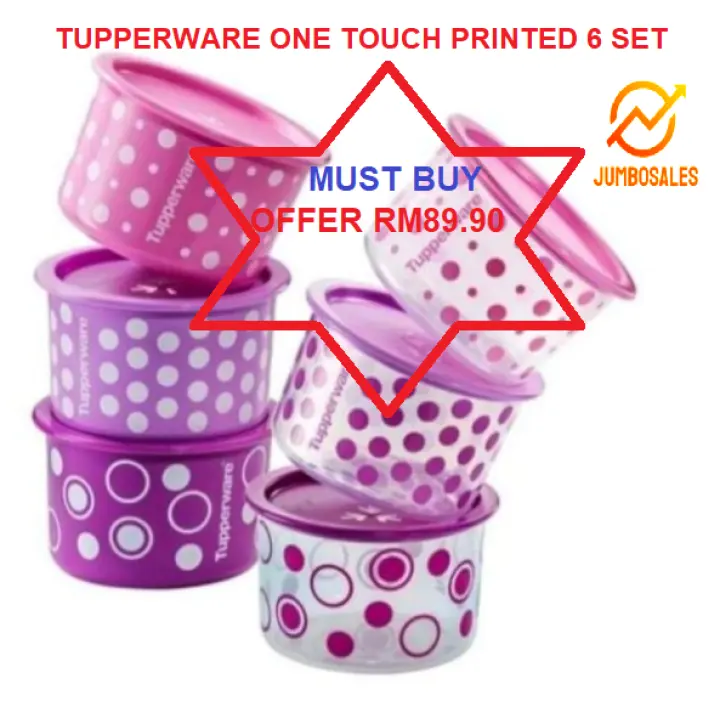 TUPPERWARE PRINTED ONE TOUCH TOPPER 600ml (6 SET ) LIMITED EDITION & STOCKS