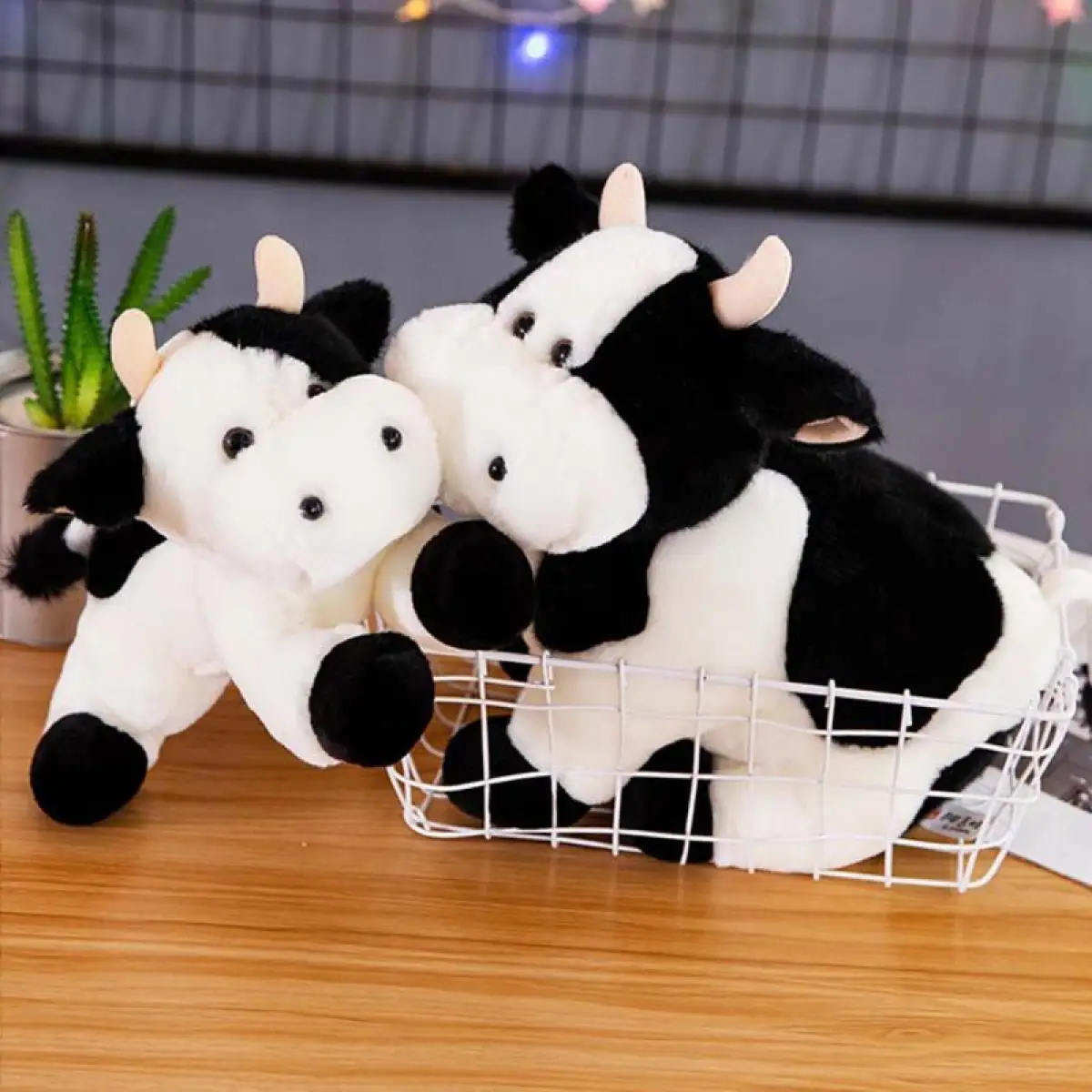 Cute Berdiri Lembu Berbaring Lembu Tenusu Plush Doll Boneka Haiwan 