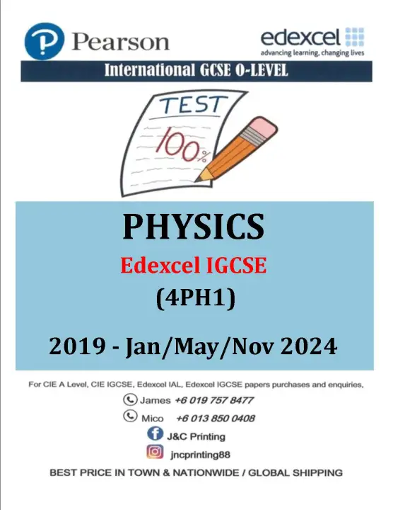 EDEXCEL IGCSE PHYSICS 4PH1 2019-2024 (P1&P2)