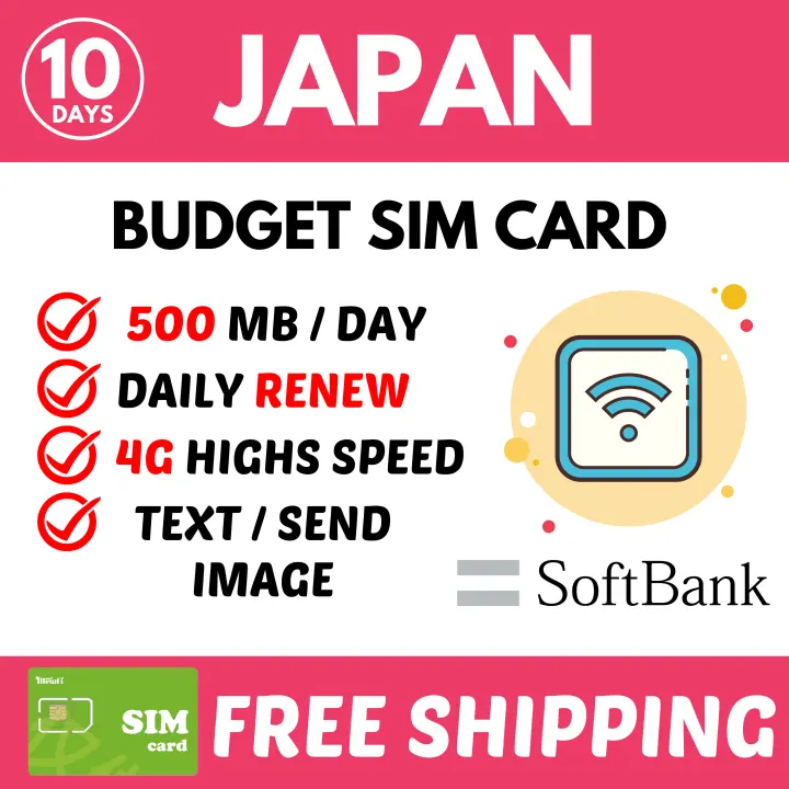 Lastig humor bewijs Japan Sim Card】【10 Days + Unlimited Data】 【Softbank】 500MB/D 4G Prepaid Card  Japan Travel Sim Card | Lazada