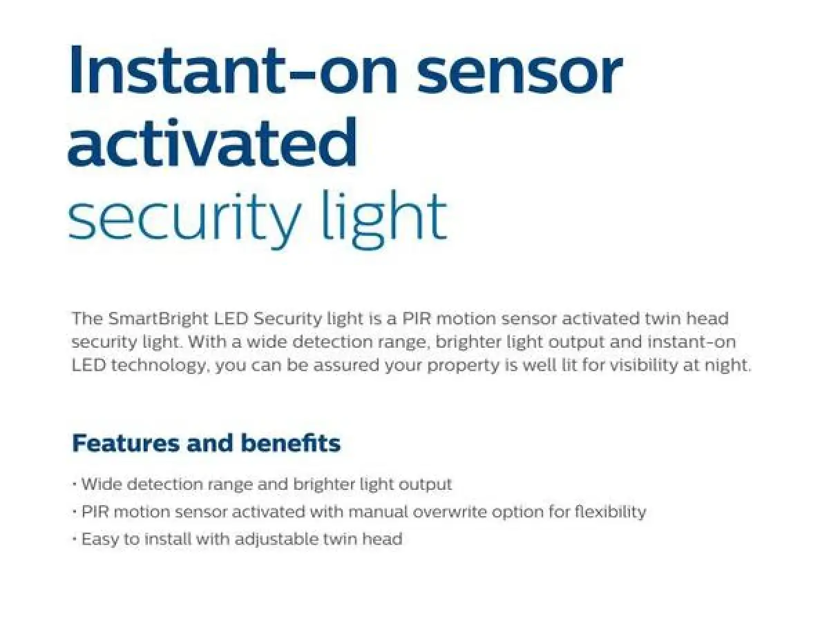 Philips Smartbright Led Security Light With Passive Infrared Pir Sensor Bws220 30w 6500k Cool Daylight Lazada