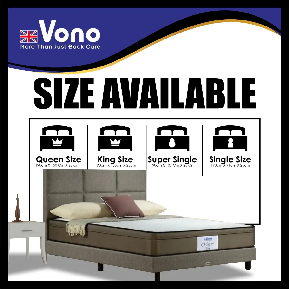 Free Kingk Fa300 Bedframe Single Super Single Size Vono Mesra 1 Mentari Orthomax Full Bed Set