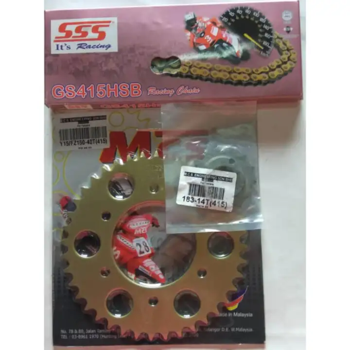 Mcs 415 Yamaha Y15 Front And Rear Sprocket Y15 40t 183 14t Set Add Sss Chain 415 122l Chain Lazada