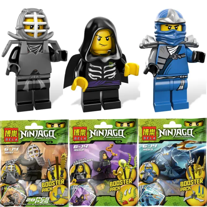 BELA Ninjago Kendo Cole Lloyd Garmadon Jay ZX Mini Figures Booster Pack Reprint LEGO 9551 9552 9553 Out Of Print Minifigures