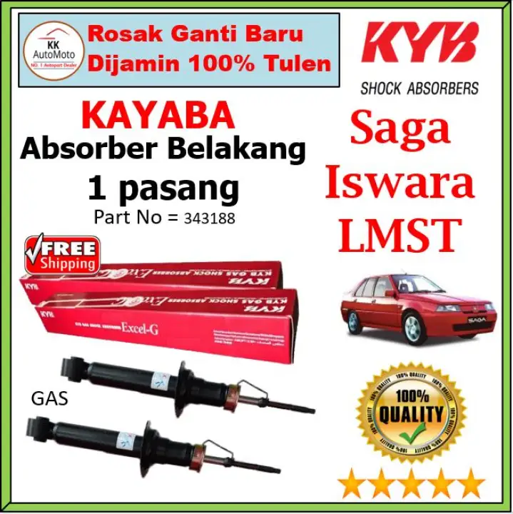1 Pasang Kayaba Kyb Rear Absorber Belakang Proton Saga Iswara Lmst Shock Absorber Gas Absorber Belakang 343188 Lazada