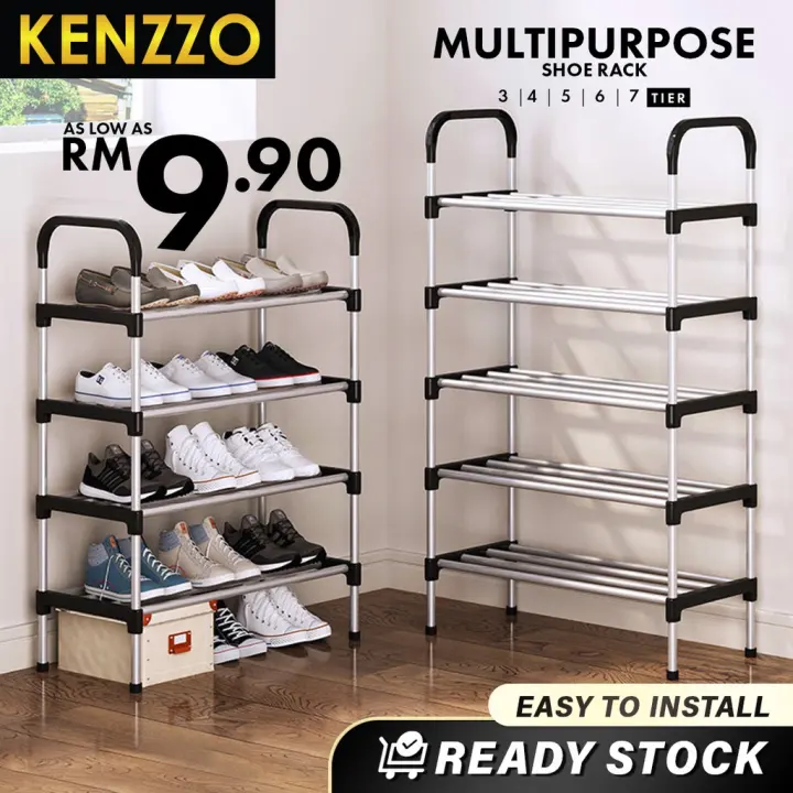 KENZZO : Max Multi Layer Shoes Rack Storage Organizer Space Saving Stackable Shoe Shelf / Rak Kasut Murah/Blue Dot