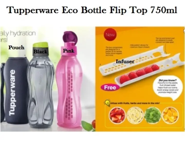 Tupperware Eco Bottle Flip Top 750ml/Pouch/Fruit Infuser (1)