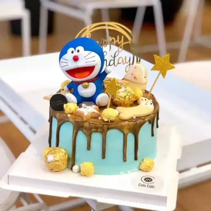Tm 1 Pc Cartoon Theme Cute Blue Big Face Fat Cat Doraemon Shape Birthday Cake Topper Creative Personality Festival Children Birthday Party Decoration Lazada Singapore