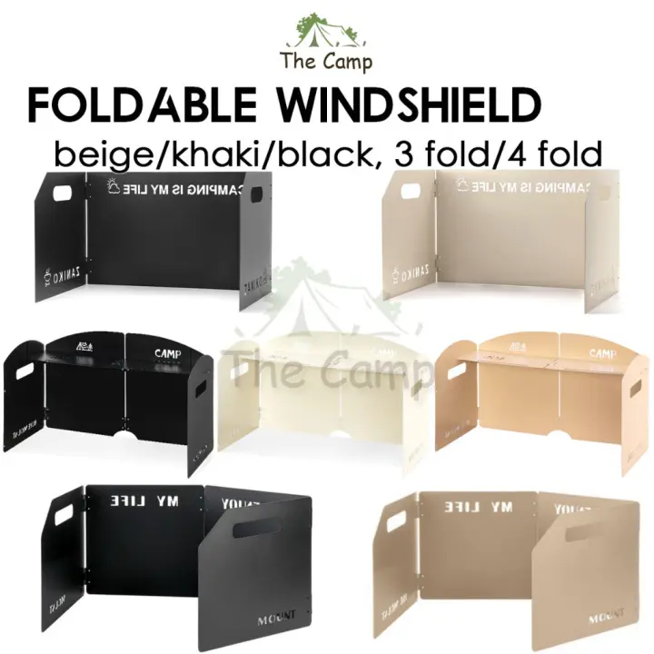 Foldable Outdoor Windshield 3 4 Fold Top Stove Windscreen Wind Sheild Portable Camping Cooking Cookware Pot Grill Pan